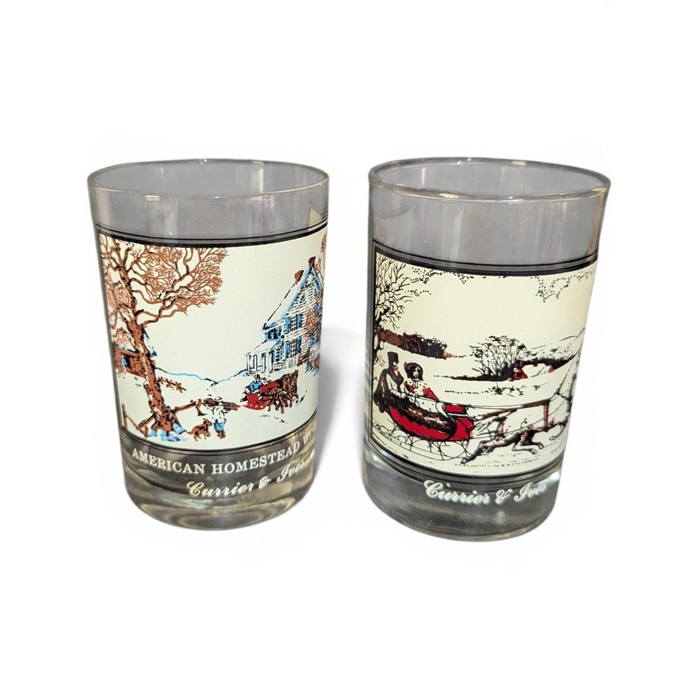 Currier & Ives Arby's Collector Series 1981 Glass Set American Homestead Winter